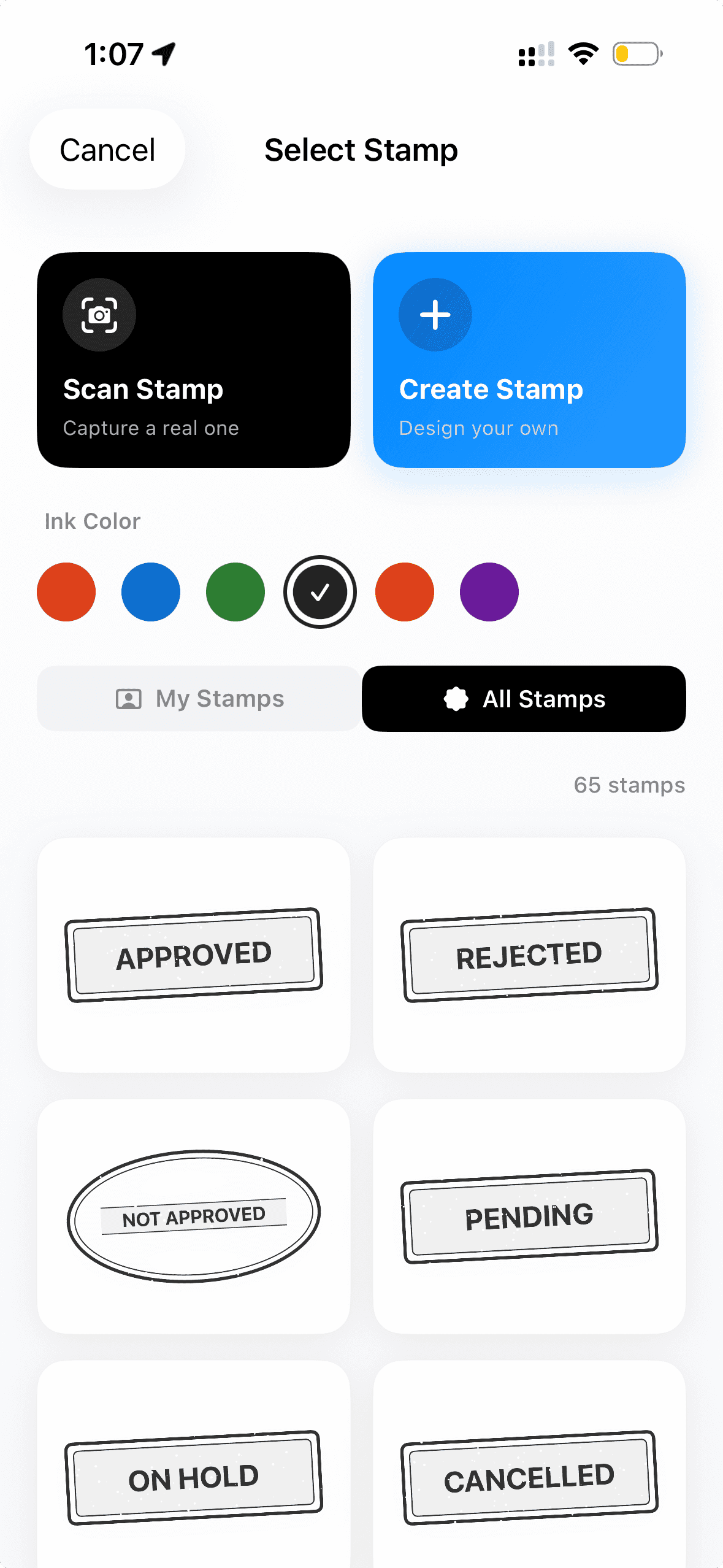 65 pre-built stamps