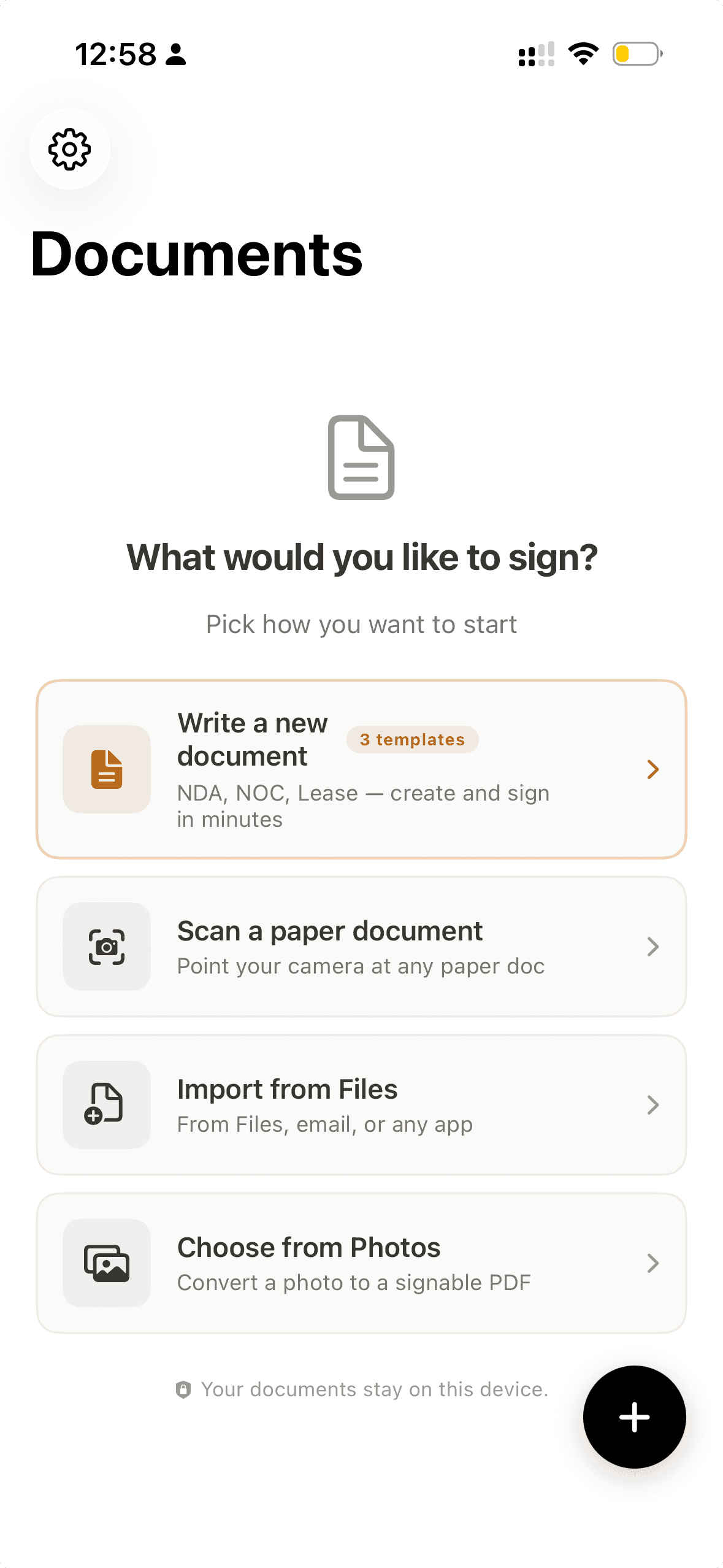 Start from a template, scan, or import