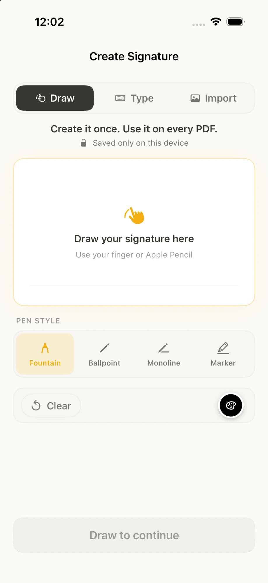 Create a signature on iPhone by drawing, typing, or importing it