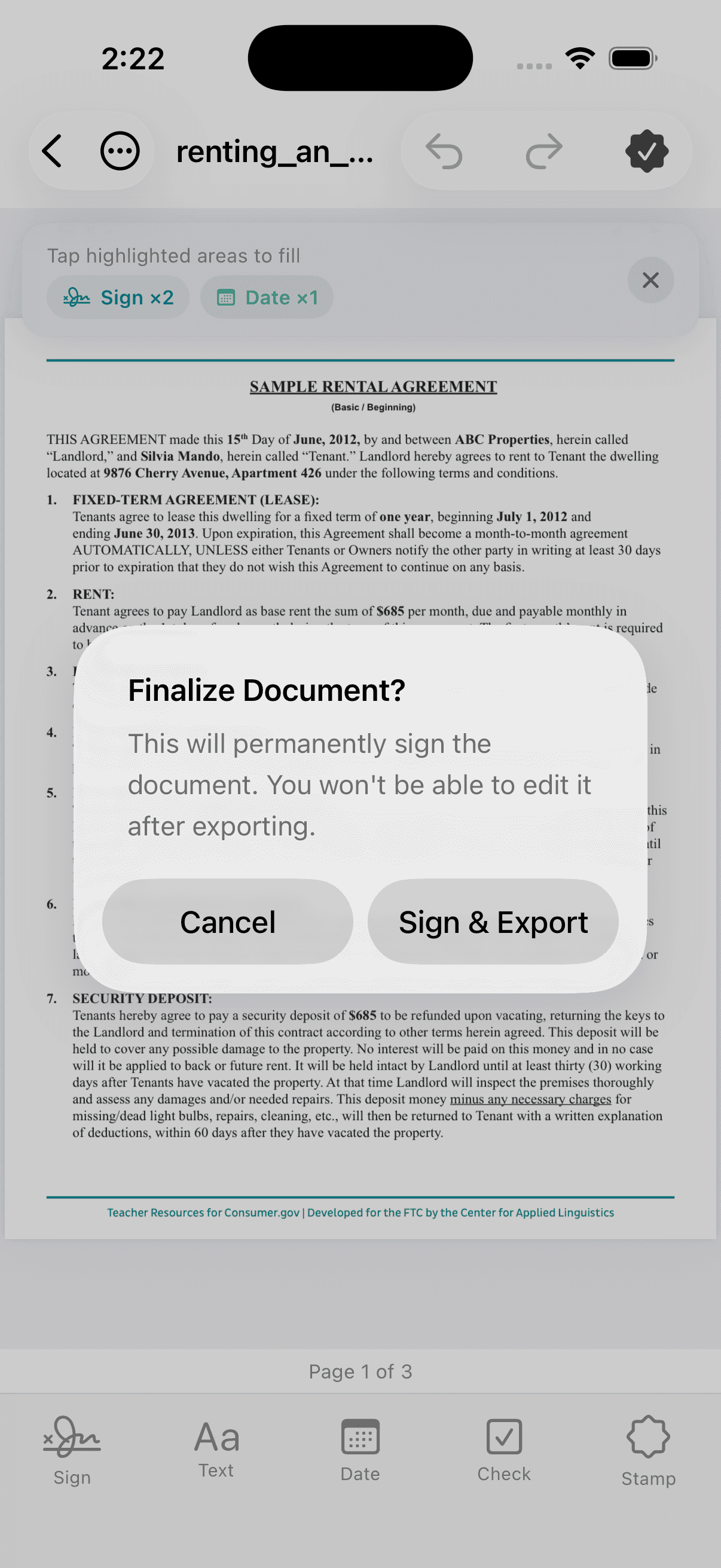 Export tamper-proof signed PDF