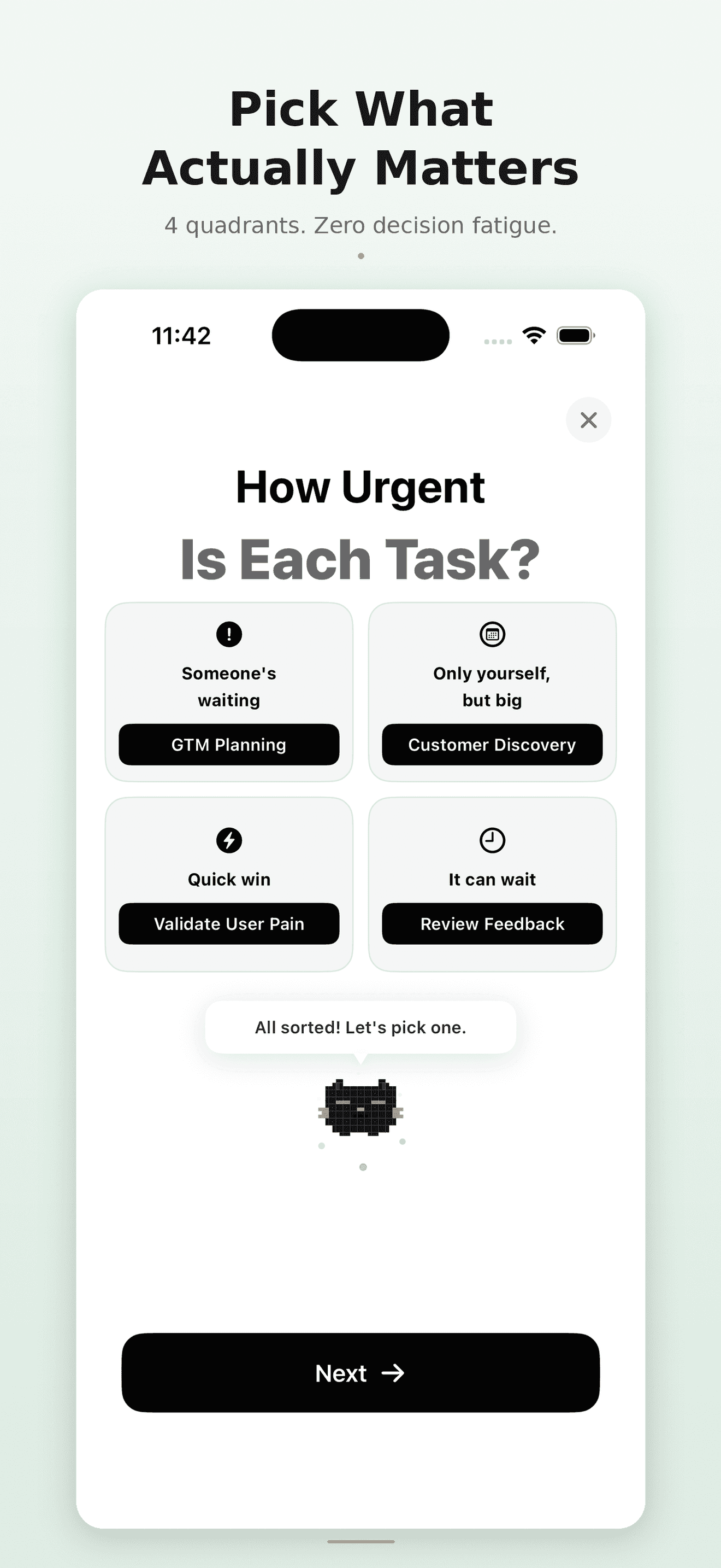 OneTask Eisenhower Matrix