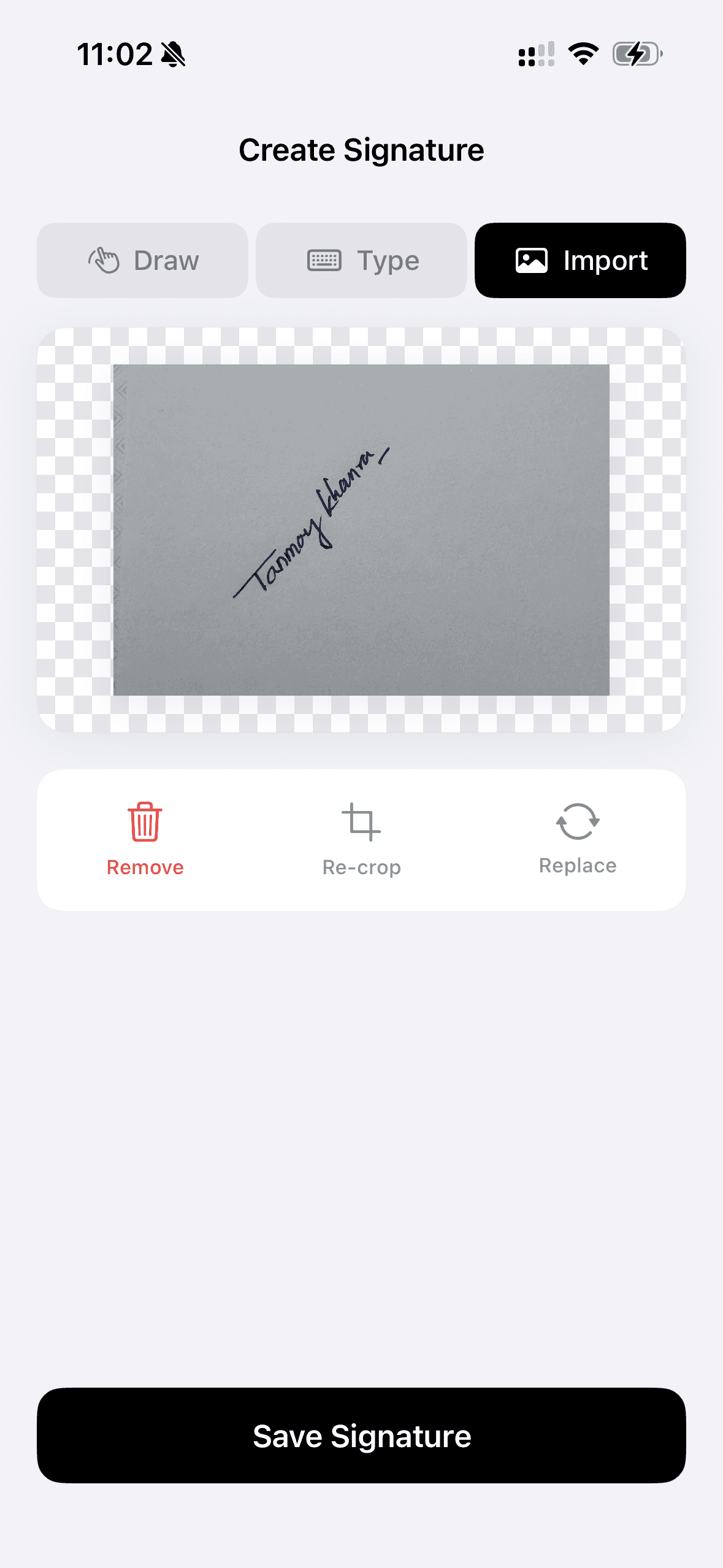 Import your signature from a photo